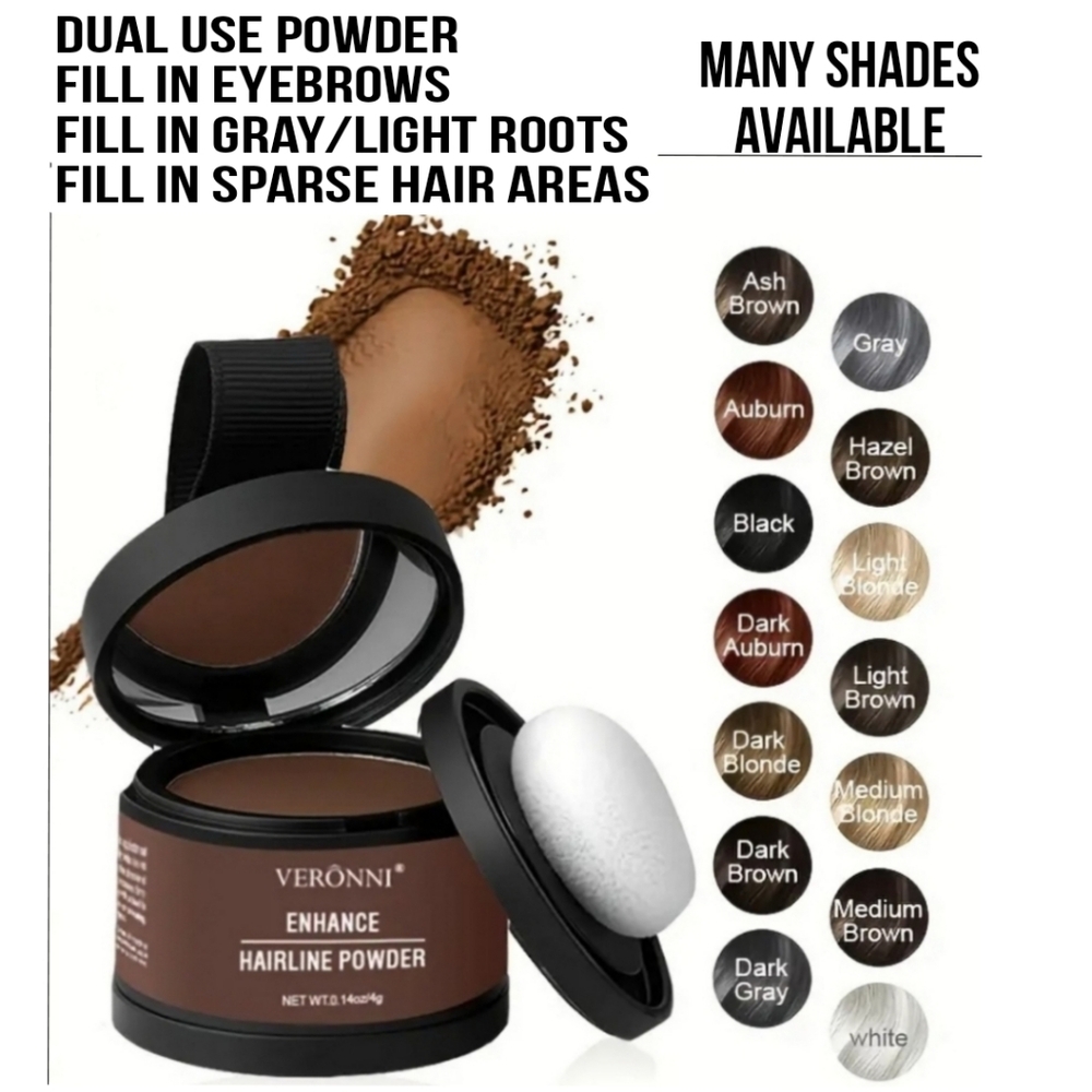 Hairline, Eye brow, Instantly Hair liner Powder, Quick Cover Grey Roots ++